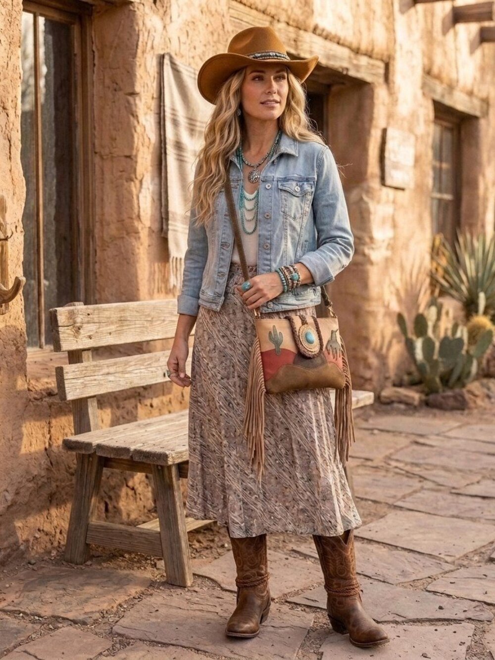 American Darling Desert Spirit Fringe Crossbody with turquoise concho element